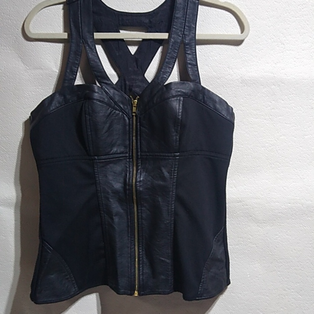 bebe Black Leather Tank Top